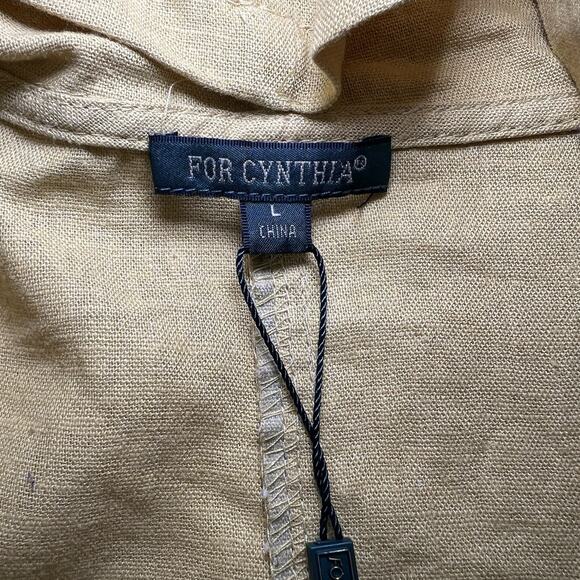 For Cynthia Dress Size L Mustard Yellow Sleeveless Linen Blend Hi-lo Cowl Neck - Picture 9 of 12